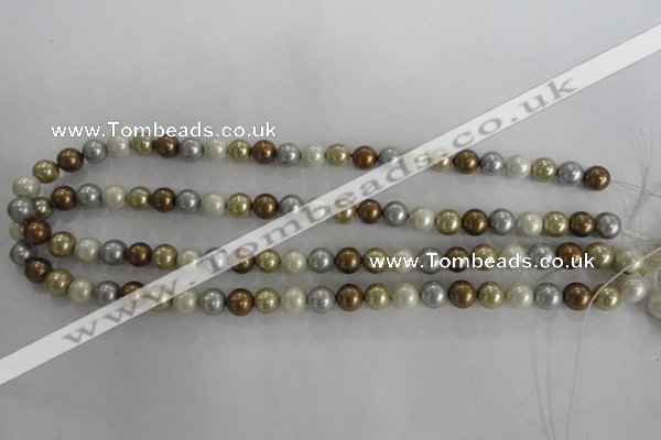 CSB1041 15.5 inches 8mm round mixed color shell pearl beads