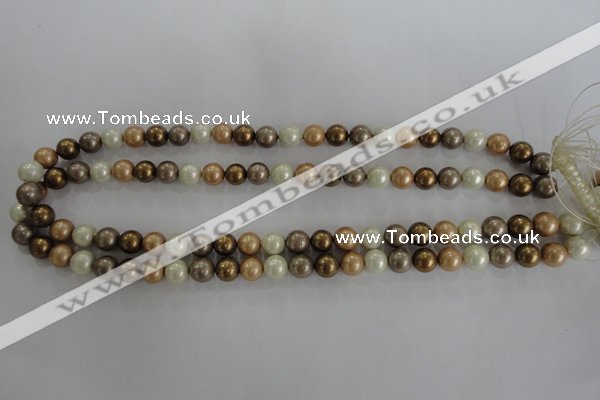 CSB1044 15.5 inches 8mm round mixed color shell pearl beads