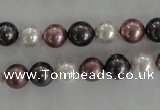 CSB1045 15.5 inches 8mm round mixed color shell pearl beads