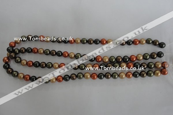 CSB1046 15.5 inches 8mm round mixed color shell pearl beads