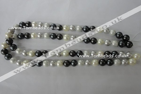 CSB1051 15.5 inches 10mm round mixed color shell pearl beads