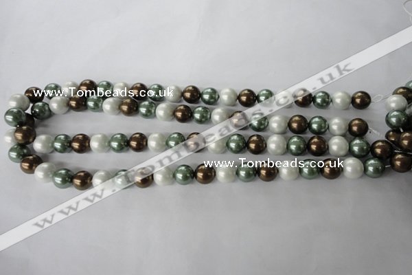 CSB1053 15.5 inches 10mm round mixed color shell pearl beads