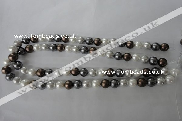 CSB1054 15.5 inches 10mm round mixed color shell pearl beads