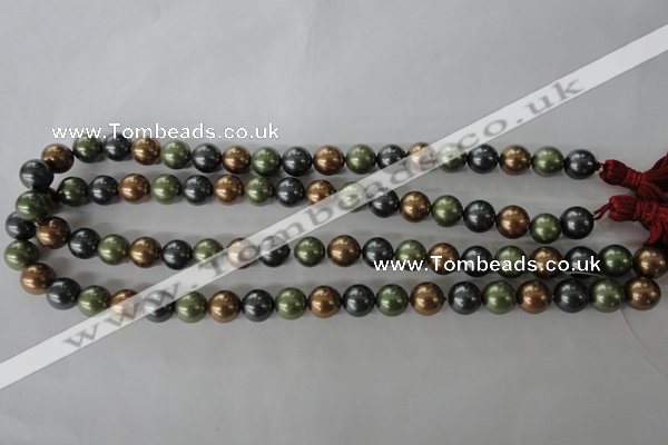 CSB1057 15.5 inches 10mm round mixed color shell pearl beads