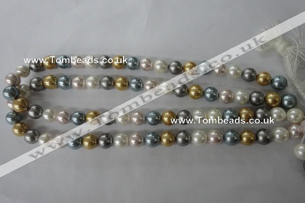 CSB1058 15.5 inches 10mm round mixed color shell pearl beads