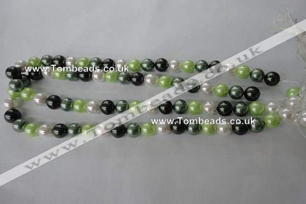 CSB1060 15.5 inches 10mm round mixed color shell pearl beads