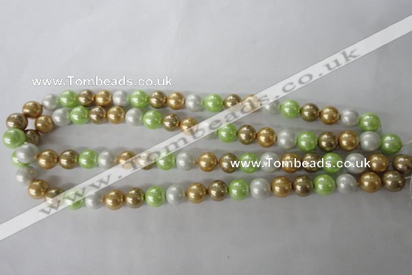 CSB1062 15.5 inches 10mm round mixed color shell pearl beads