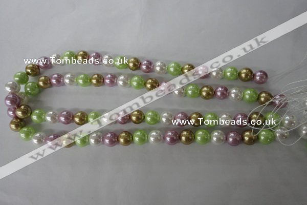 CSB1063 15.5 inches 10mm round mixed color shell pearl beads