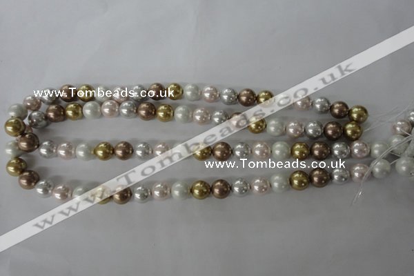 CSB1064 15.5 inches 10mm round mixed color shell pearl beads