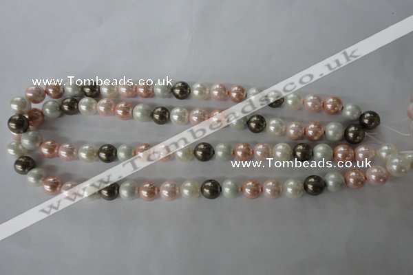 CSB1065 15.5 inches 10mm round mixed color shell pearl beads