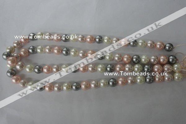 CSB1066 15.5 inches 10mm round mixed color shell pearl beads