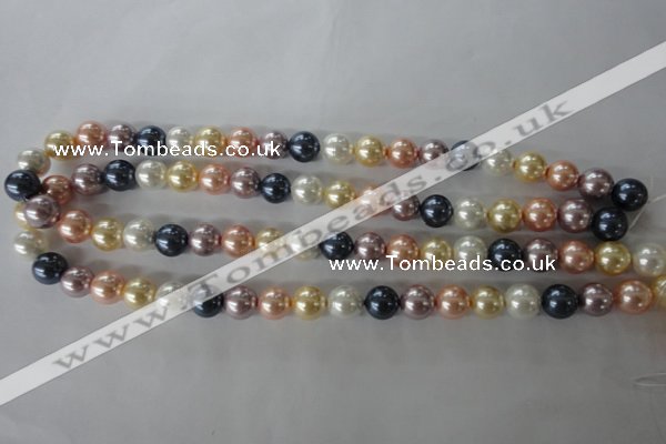 CSB1067 15.5 inches 10mm round mixed color shell pearl beads