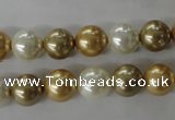 CSB1068 15.5 inches 10mm round mixed color shell pearl beads