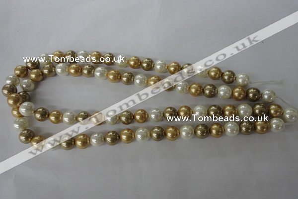 CSB1068 15.5 inches 10mm round mixed color shell pearl beads