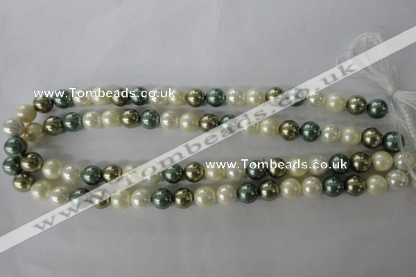 CSB1070 15.5 inches 10mm round mixed color shell pearl beads