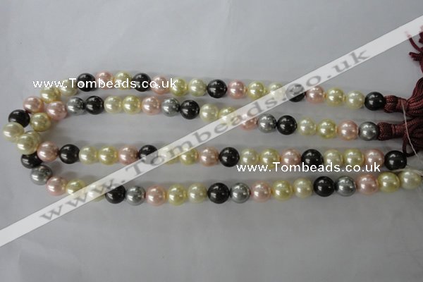 CSB1071 15.5 inches 10mm round mixed color shell pearl beads