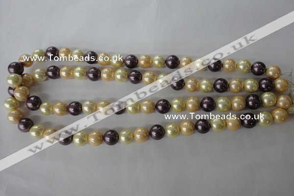 CSB1072 15.5 inches 10mm round mixed color shell pearl beads