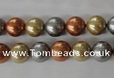 CSB1074 15.5 inches 10mm round mixed color shell pearl beads