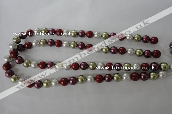 CSB1075 15.5 inches 10mm round mixed color shell pearl beads