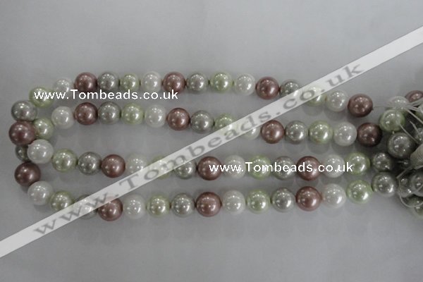 CSB1080 15.5 inches 12mm round mixed color shell pearl beads