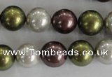 CSB1081 15.5 inches 12mm round mixed color shell pearl beads