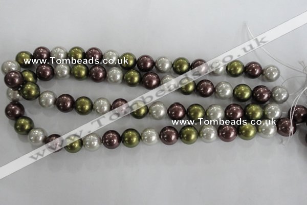 CSB1081 15.5 inches 12mm round mixed color shell pearl beads