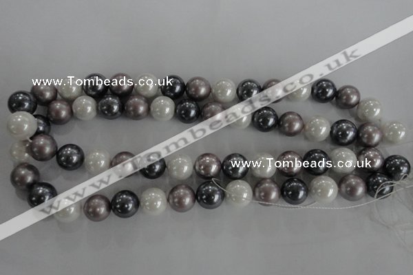 CSB1082 15.5 inches 12mm round mixed color shell pearl beads