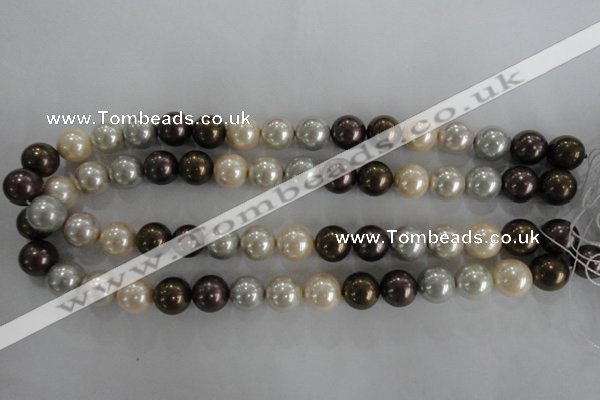 CSB1083 15.5 inches 12mm round mixed color shell pearl beads