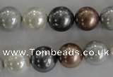 CSB1084 15.5 inches 12mm round mixed color shell pearl beads