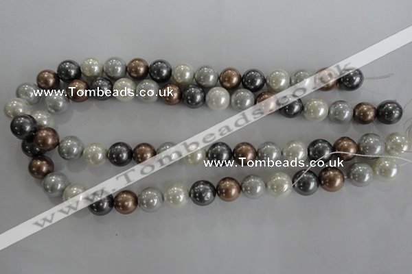 CSB1084 15.5 inches 12mm round mixed color shell pearl beads