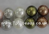 CSB1085 15.5 inches 12mm round mixed color shell pearl beads