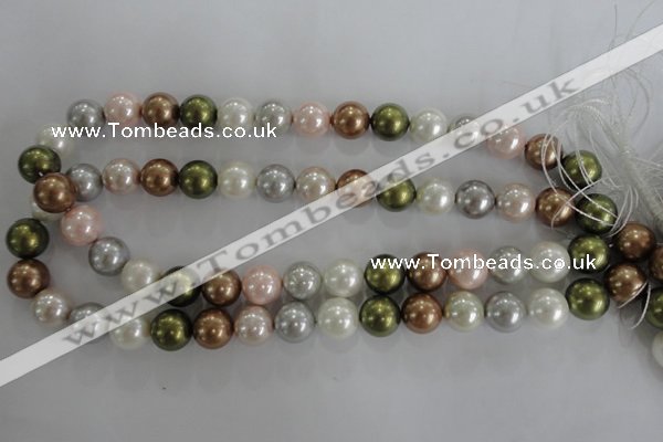 CSB1085 15.5 inches 12mm round mixed color shell pearl beads