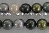 CSB1086 15.5 inches 12mm round mixed color shell pearl beads