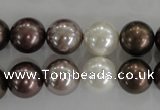 CSB1087 15.5 inches 12mm round mixed color shell pearl beads