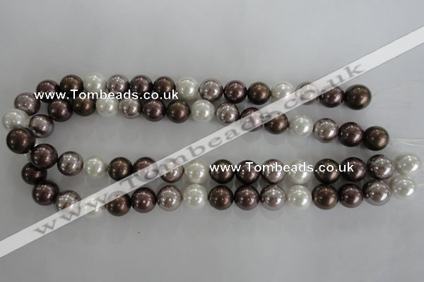 CSB1087 15.5 inches 12mm round mixed color shell pearl beads