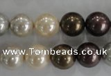 CSB1088 15.5 inches 12mm round mixed color shell pearl beads