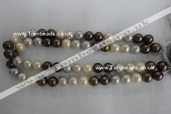 CSB1088 15.5 inches 12mm round mixed color shell pearl beads