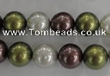 CSB1089 15.5 inches 12mm round mixed color shell pearl beads