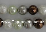 CSB1090 15.5 inches 12mm round mixed color shell pearl beads