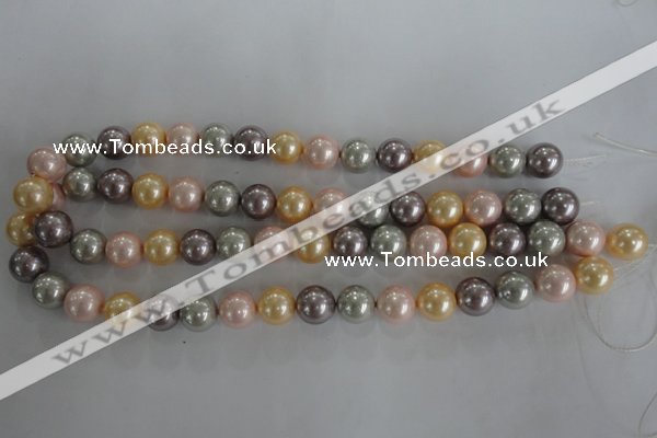 CSB1093 15.5 inches 12mm round mixed color shell pearl beads