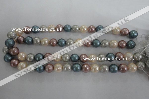 CSB1094 15.5 inches 12mm round mixed color shell pearl beads