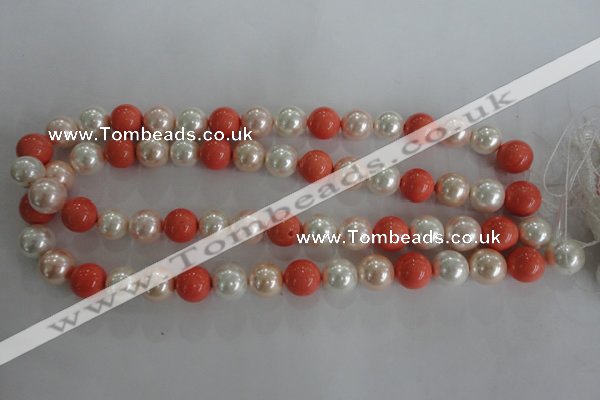 CSB1096 15.5 inches 12mm round mixed color shell pearl beads