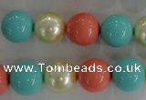 CSB1097 15.5 inches 12mm round mixed color shell pearl beads