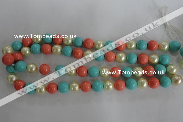 CSB1097 15.5 inches 12mm round mixed color shell pearl beads