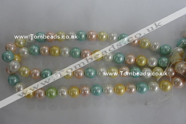 CSB1098 15.5 inches 12mm round mixed color shell pearl beads