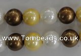 CSB1099 15.5 inches 12mm round mixed color shell pearl beads