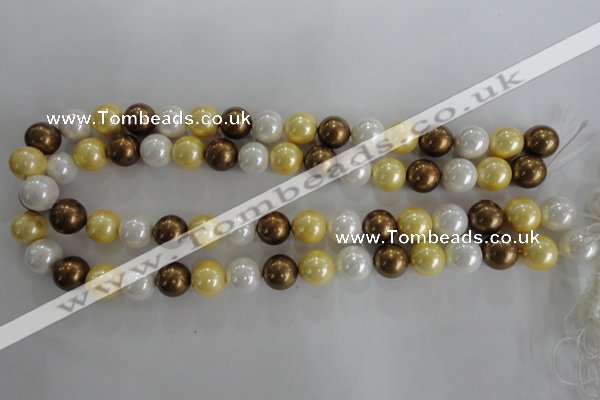 CSB1099 15.5 inches 12mm round mixed color shell pearl beads