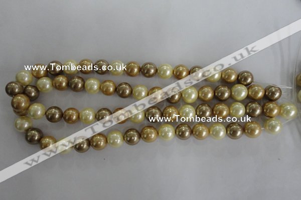 CSB1100 15.5 inches 12mm round mixed color shell pearl beads