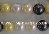 CSB1101 15.5 inches 12mm round mixed color shell pearl beads