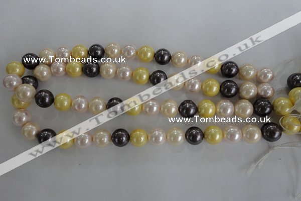 CSB1101 15.5 inches 12mm round mixed color shell pearl beads